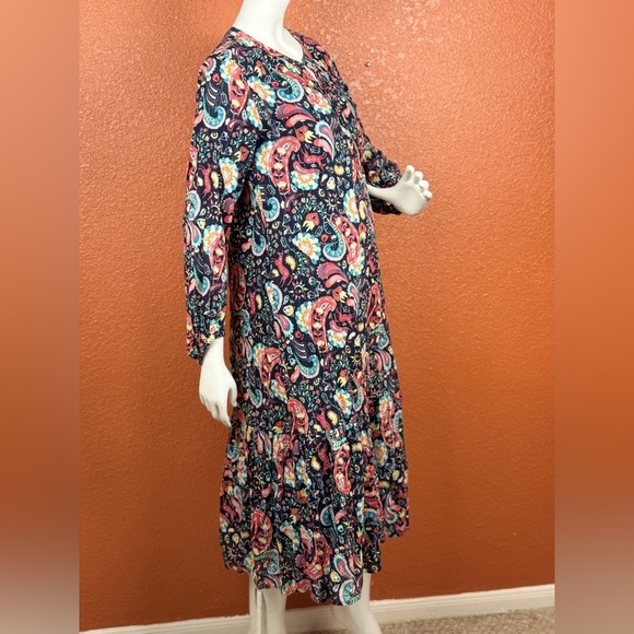 LOFT Multicolor Paisley Long Sleeve Dress Size Medium. E70 - Picture 14 of 17